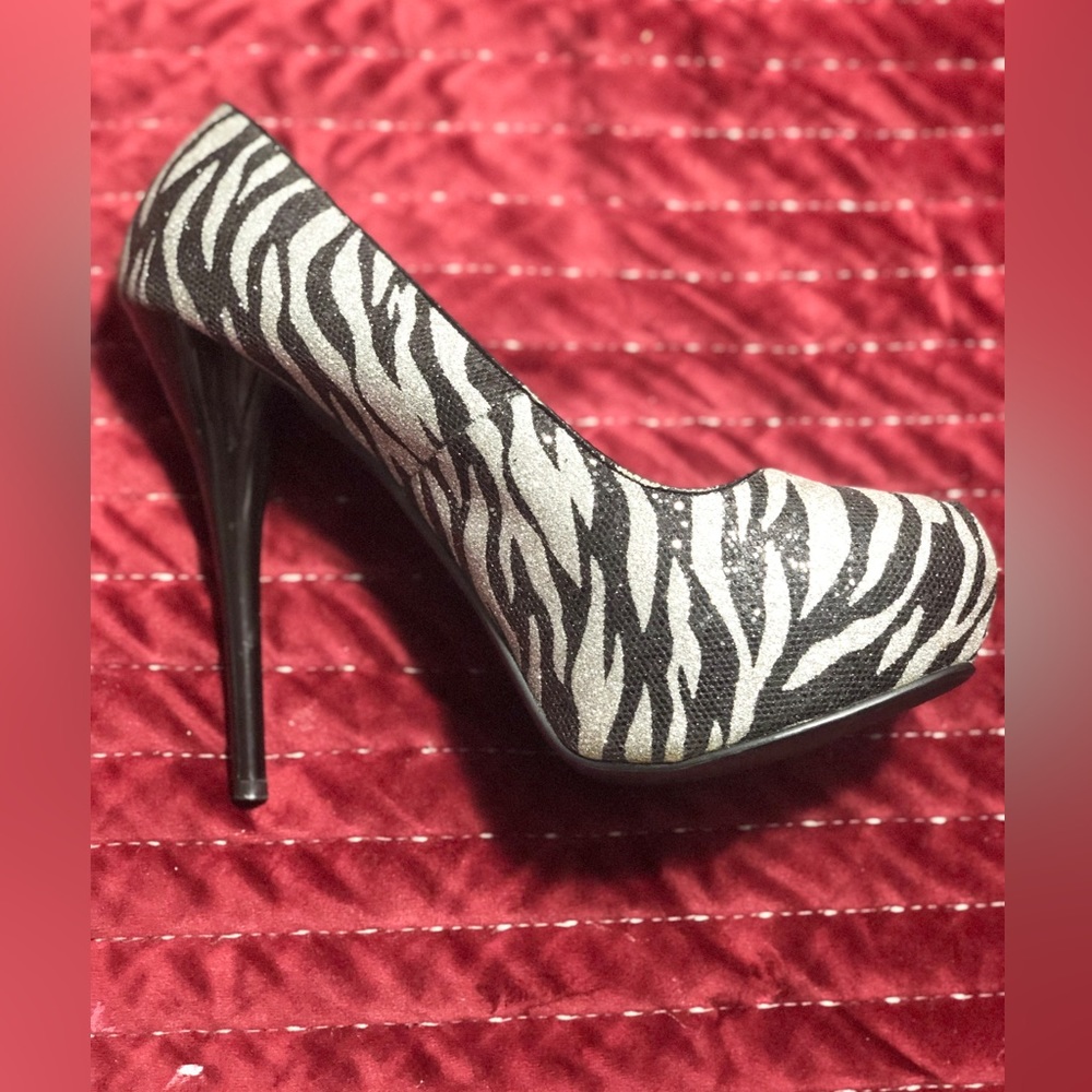 Charlotte Russe Sparkly Zebra Platform Heels